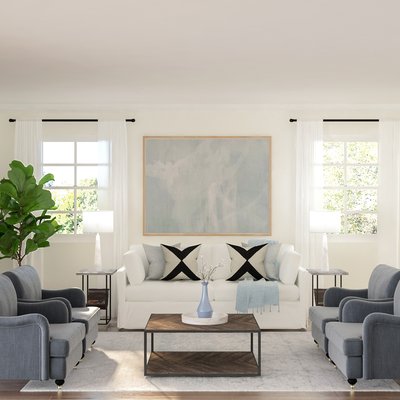 Coastal, Industrial, Farmhouse Living Room Design by Rhonda Stanbury Interior Designer Brianna