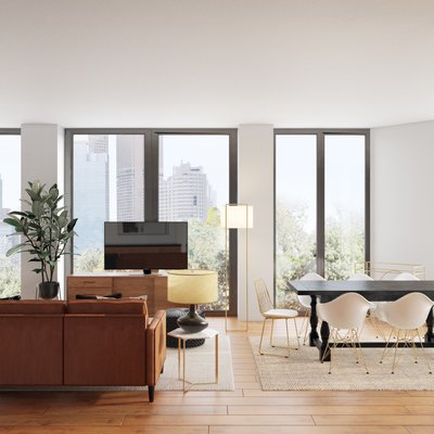 Glam, Midcentury Modern, Scandinavian Living Room Design by Rhonda Stanbury Interior Designer Natalie