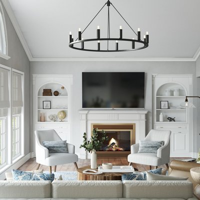 Classic, Coastal, Farmhouse, Transitional, Scandinavian Living Room Design by Rhonda Stanbury Interior Designer Lyndsi