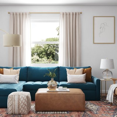 Bohemian, Midcentury Modern Living Room Design by Rhonda Stanbury Interior Designer Lilly