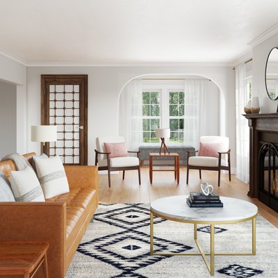 Modern, Glam, Midcentury Modern Living Room Design by Rhonda Stanbury Interior Designer Carolyn
