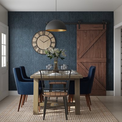 Industrial, Farmhouse, Rustic Dining Room Design by Rhonda Stanbury Interior Designer Haley