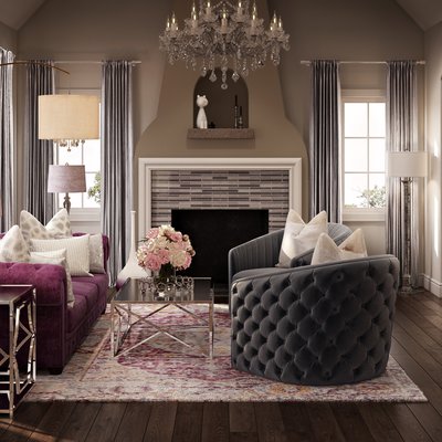Contemporary, Glam Living Room Design by Rhonda Stanbury Interior Designer Randi