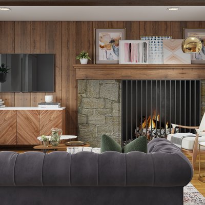 Modern, Bohemian, Minimal, Scandinavian Living Room Design by Rhonda Stanbury Interior Designer Nupur