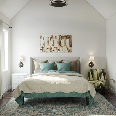 Farmhouse, Midcentury Modern Bedroom Design by Rhonda Stanbury Interior Designer Kyla