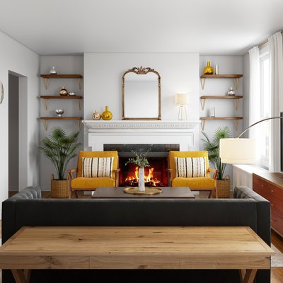 Contemporary, Eclectic, Bohemian Living Room Design by Rhonda Stanbury Interior Designer Sharon