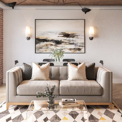 Contemporary, Eclectic, Industrial Living Room Design by Rhonda Stanbury Interior Designer Annie