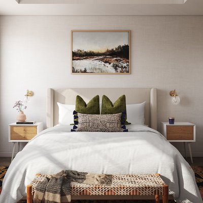 Eclectic, Bohemian, Coastal Bedroom Design by Rhonda Stanbury Interior Designer Kelly