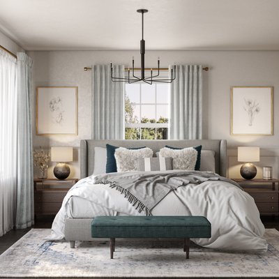 Modern, Coastal, Glam, Farmhouse, Transitional Bedroom Design by Rhonda Stanbury Interior Designer Emily