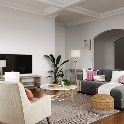 Farmhouse, Midcentury Modern, Scandinavian Living Room Design by Rhonda Stanbury Interior Designer Abby