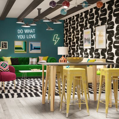 Eclectic, Glam, Preppy Office Design by Rhonda Stanbury Interior Designer Samantha