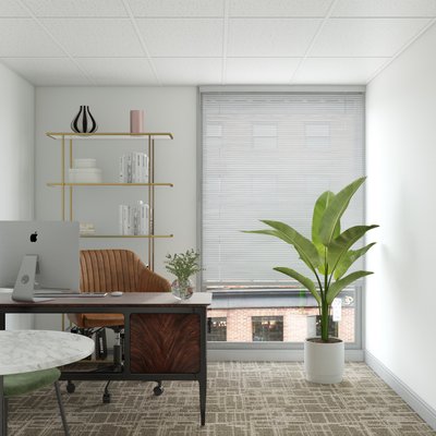 Glam, Industrial Office Design by Rhonda Stanbury Interior Designer Maria