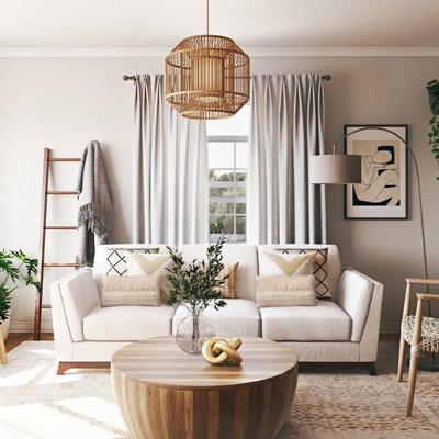 Bohemian, Farmhouse, Rustic, Transitional Living Room Design by Rhonda Stanbury Interior Designer Sarah