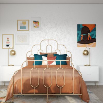 Bohemian, Midcentury Modern Bedroom Design by Rhonda Stanbury Interior Designer Madeline
