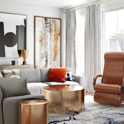Contemporary, Glam, Minimal Living Room Design by Rhonda Stanbury Interior Designer Samantha