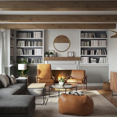 Contemporary, Eclectic, Bohemian, Midcentury Modern Living Room Design by Rhonda Stanbury Interior Designer Mariana