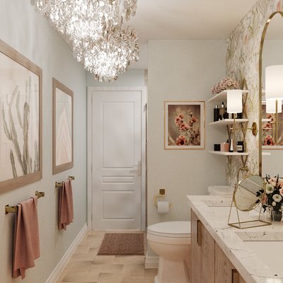 Bohemian, Glam, Southwest Inspired, Midcentury Modern Bathroom Design by Rhonda Stanbury Interior Designer Marisa