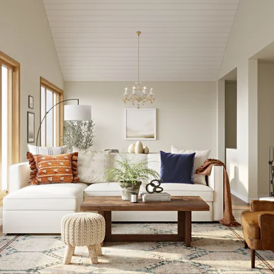 Contemporary, Modern, Bohemian, Rustic, Transitional, Midcentury Modern, Scandinavian Living Room Design by Rhonda Stanbury Interior Designer Lisa