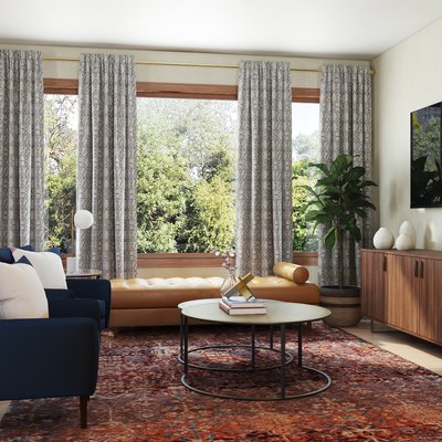 Modern, Eclectic, Bohemian, Transitional, Vintage, Global, Midcentury Modern Living Room Design by Rhonda Stanbury Interior Designer Emily