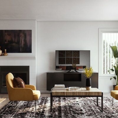 Industrial Living Room Design by Rhonda Stanbury Interior Designer Dayana