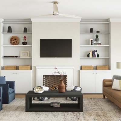 Modern, Bohemian, Global, Midcentury Modern Living Room Design by Rhonda Stanbury Interior Designer Emily