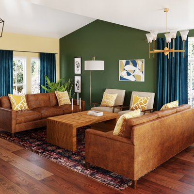 Midcentury Modern Living Room Design by Rhonda Stanbury Interior Designer Selene