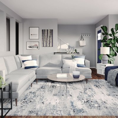 Modern, Coastal, Transitional, Midcentury Modern Living Room Design by Rhonda Stanbury Interior Designer Emily