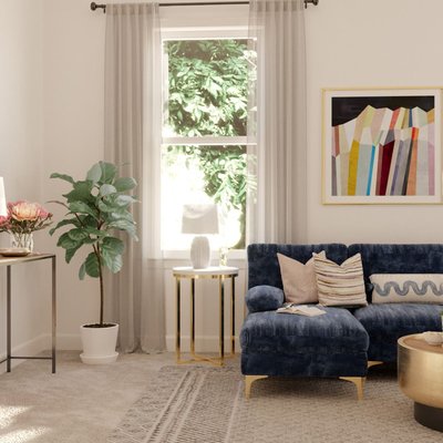 Modern, Bohemian, Midcentury Modern, Scandinavian Living Room Design by Rhonda Stanbury Interior Designer Ambar