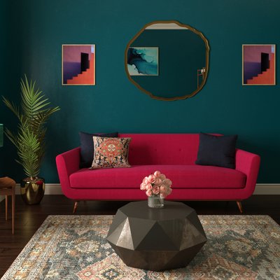 Modern, Eclectic, Bohemian, Midcentury Modern Office Design by Rhonda Stanbury Interior Designer Freddi