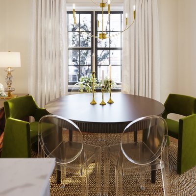 Classic, Eclectic, Glam, Vintage Dining Room Design by Rhonda Stanbury Interior Designer Vye