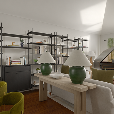 Modern, Warm Transitional Living Room Design by Rhonda Stanbury Interior Designer Florencia