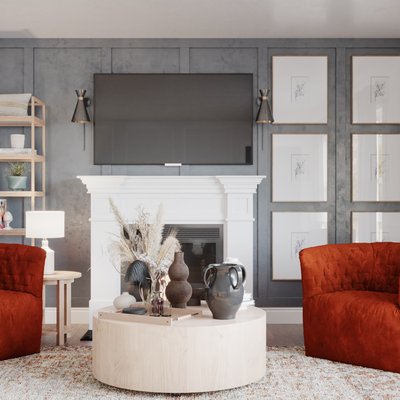 Contemporary, Transitional, Midcentury Modern, Minimal Living Room Design by Rhonda Stanbury Interior Designer Ghianella