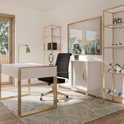 Contemporary, Coastal, Glam Office Design by Rhonda Stanbury Interior Designer Sarah