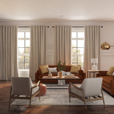 Modern, Traditional, Farmhouse, Midcentury Modern Living Room Design by Rhonda Stanbury Interior Designer Caroline