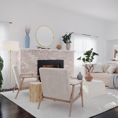 Contemporary, Modern, Bohemian, Farmhouse, Minimal, Scandinavian Living Room Design by Rhonda Stanbury Interior Designer Sara