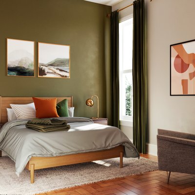 Bohemian, Midcentury Modern Bedroom Design by Rhonda Stanbury Interior Designer Emmanuel