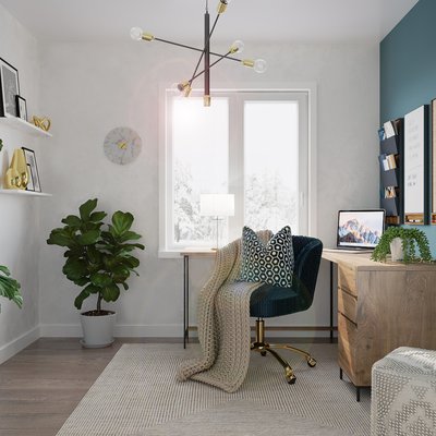 Bohemian, Midcentury Modern Office Design by Rhonda Stanbury Interior Designer Taylor