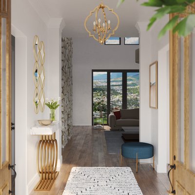 Glam, Transitional Entryway Design by Rhonda Stanbury Interior Designer Rosario