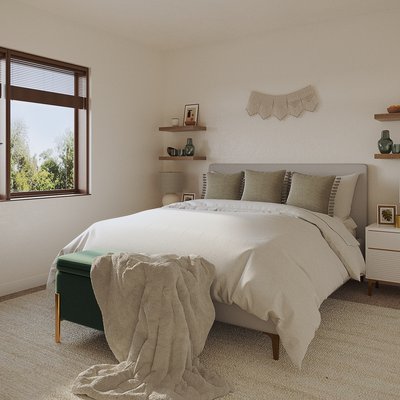 Bohemian, Global, Scandinavian Bedroom Design by Rhonda Stanbury Interior Designer Sloane