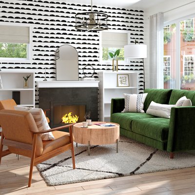 Midcentury Modern, Scandinavian Living Room Design by Rhonda Stanbury Interior Designer Dinah