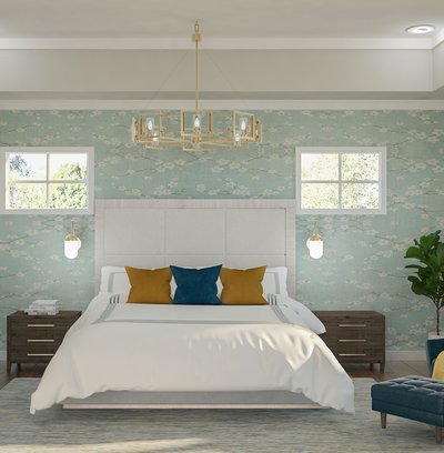 Contemporary, Modern, Transitional, Midcentury Modern Bedroom Design by Rhonda Stanbury Interior Designer Shruti