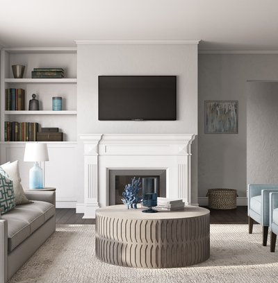 Contemporary, Coastal, Transitional Living Room Design by Rhonda Stanbury Interior Designer Danielle