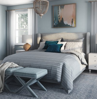Contemporary, Coastal, Glam Bedroom Design by Rhonda Stanbury Interior Designer Elizabeth