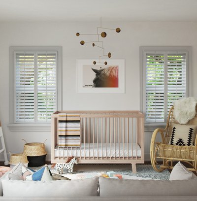 Modern, Bohemian, Rustic, Global, Midcentury Modern, Minimal, Scandinavian Nursery Design by Rhonda Stanbury Interior Designer Jennifer