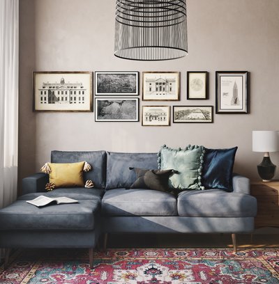 Midcentury Modern Living Room Design by Rhonda Stanbury Interior Designer Pradnya