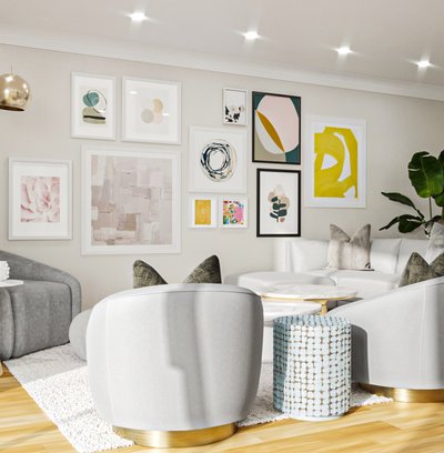 Glam, Classic Contemporary Living Room Design by Rhonda Stanbury Interior Designer Carla