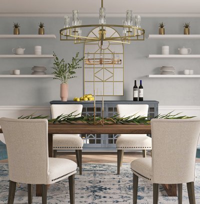 Modern, Bohemian, Coastal, Glam, Traditional, Farmhouse Dining Room Design by Rhonda Stanbury Interior Designer Natalie