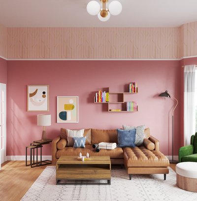 Bohemian, Midcentury Modern Living Room Design by Rhonda Stanbury Interior Designer Michelle
