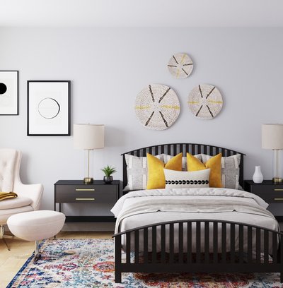 Contemporary, Eclectic, Bohemian, Midcentury Modern Bedroom Design by Rhonda Stanbury Interior Designer McKenzie