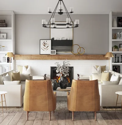 Contemporary, Modern, Bohemian, Farmhouse, Rustic, Transitional, Scandinavian Living Room Design by Rhonda Stanbury Interior Designer Lisa